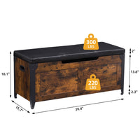 Garvee Cassapanca Contenitore in Legno con Telaio in Metallo, Cerniere di Sicurezza, Cuscino Imbottito, Ampio Spazio per Ingresso e Camera, 15.7"D x 39.4"W x 18.1"H, Multicolore
