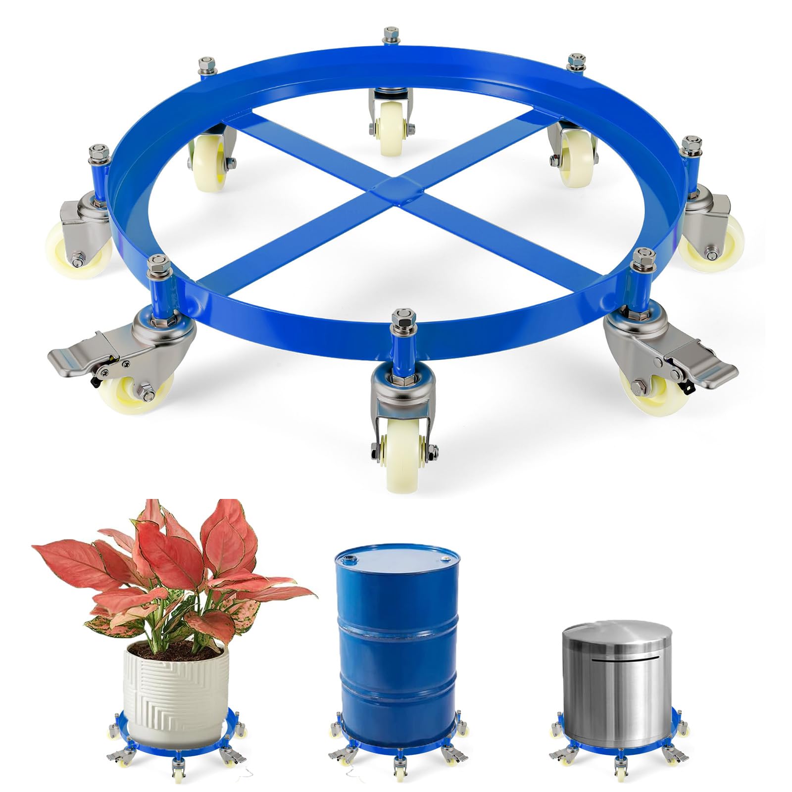 Carrello per Fusti Acciaio 55 Galloni Garvee 2000 lb - Ideale per Festa del Papà, Uso Industriale con Ruote Girevoli e Rinforzi Zincati