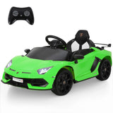 Auto Elettrica Garvee per Bambini 12V con Telecomando 2,4G, 2 Motori, LED, MP3, Velocità 4 km/h, Sospensione 4 Ruote, Sicurezza, Portatile - Grenn