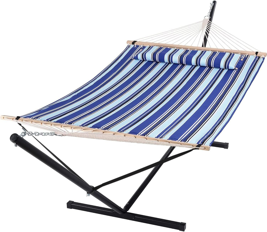 Amaca da esterno Garvee per 2 persone con struttura in metallo per giardino e balcone, design ampio, cotone, 450 libbre, facile da montare