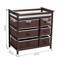 Fasciatoio Garvee con 6 cassetti, sponde di sicurezza, altezza regolabile per neonati e bambini, legno, tappetino impermeabile, facile da pulire