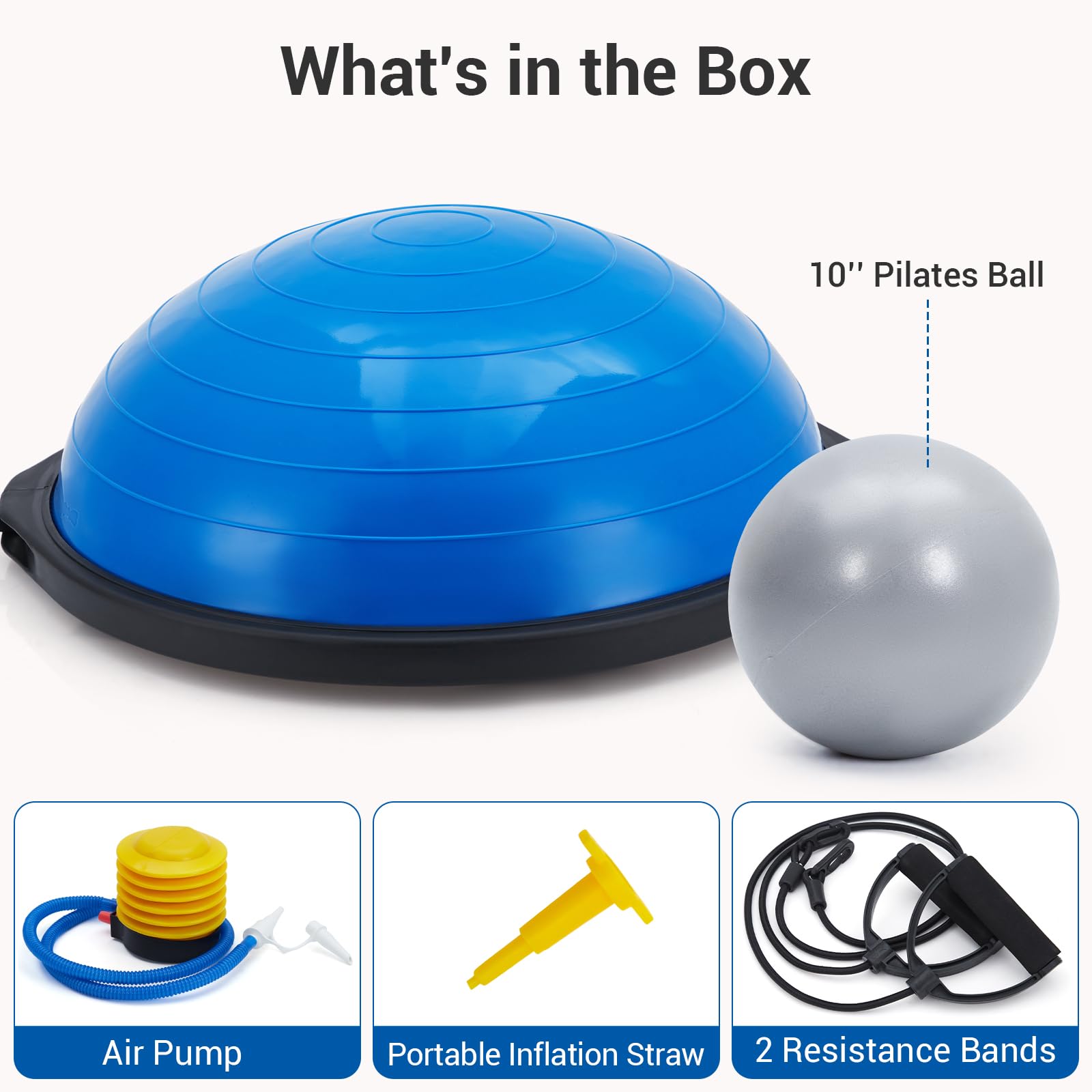 Garvee Palla Da Equilibrio 25in Trainer Core Allenamento Resistente PVC Base Antiscivolo Bande Resistenza Casa Blu