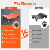 Garvee Car Dolly Set di 2 per Festa del Papà - Capacità 4000 LBS, Superficie Antiscivolo V-Shape, Ruote Universali per Auto, Camion e Barche