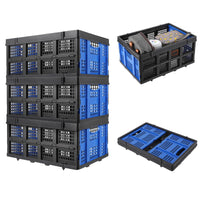 Garvee Robusta Scatola Pieghevole Professionale con Maniglie Touch, 55L, 40x56x26cm, Blu - Pieghevole, Impilabile, Ecologica