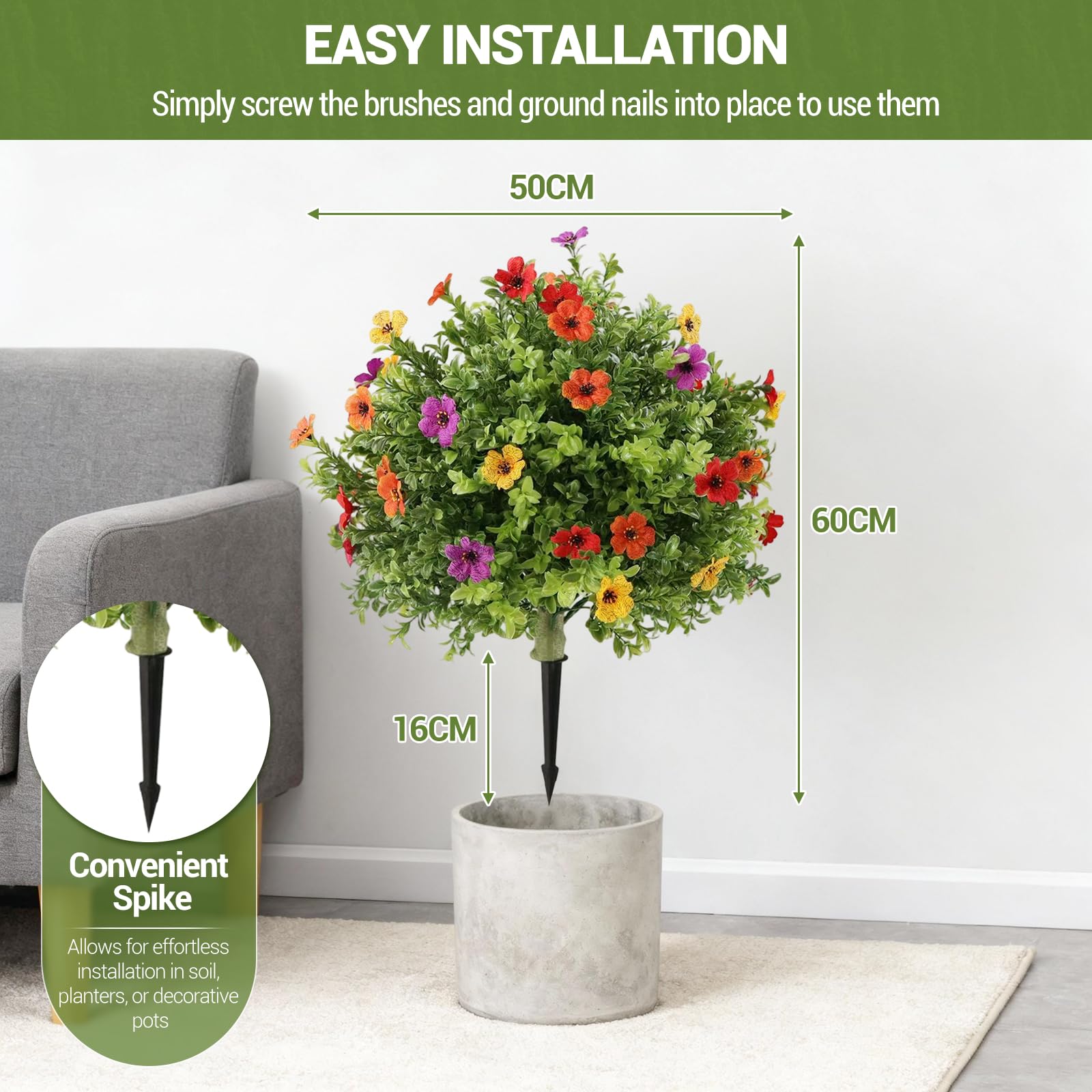 Garvee Set da 2 pezzi Alberi artificiali da 2 piedi Realistici Bassa manutenzione Durevole Per interni ed esterni Ufficio Decorazione per feste Verde