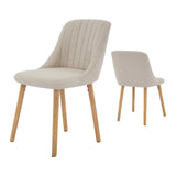 Garvee Set 2 Sedie da Pranzo Moderne in Tessuto con Schienale Curvo e Gambe in Rovere per Cucina e Sala da Pranzo, Ergonomiche, Facili da Montare, Colore Neutro - Beige 4Pcs
