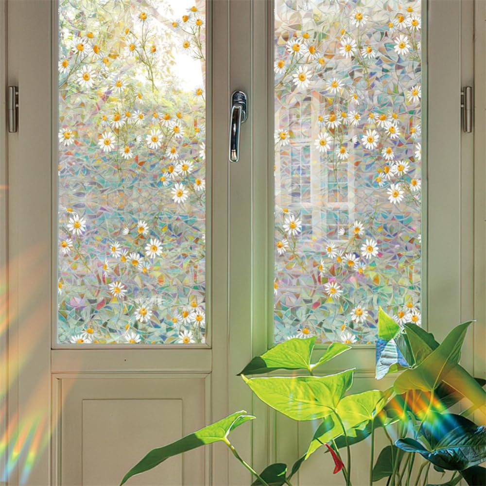 Pellicola protettiva per finestre Garvee con effetto arcobaleno, protezione UV, riutilizzabile, 43x200 cm, per spazi abitativi e lavorativi, multicolore