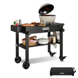 Garvee Tavolo Grill Esterno Multifunzionale con Ruote Bloccabili, Doppio Ripiano, Acciaio Inossidabile, Perfetto per Feste e Patio, 85.8x84.3 cm, Nero