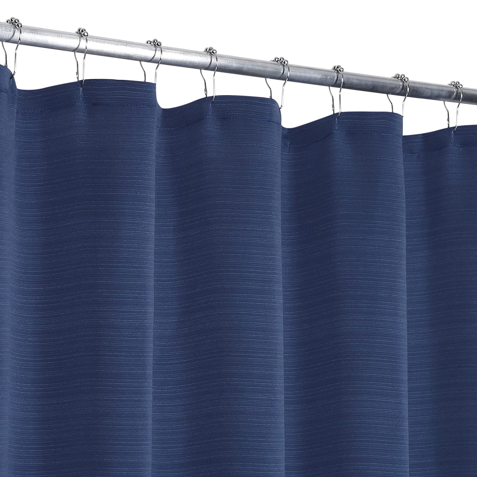 Tenda da doccia GARVEE con strisce testurizzate, lavabile, resistente alla muffa, effetto lino, blu navy, 183x213 cm, qualità alberghiera, bagno