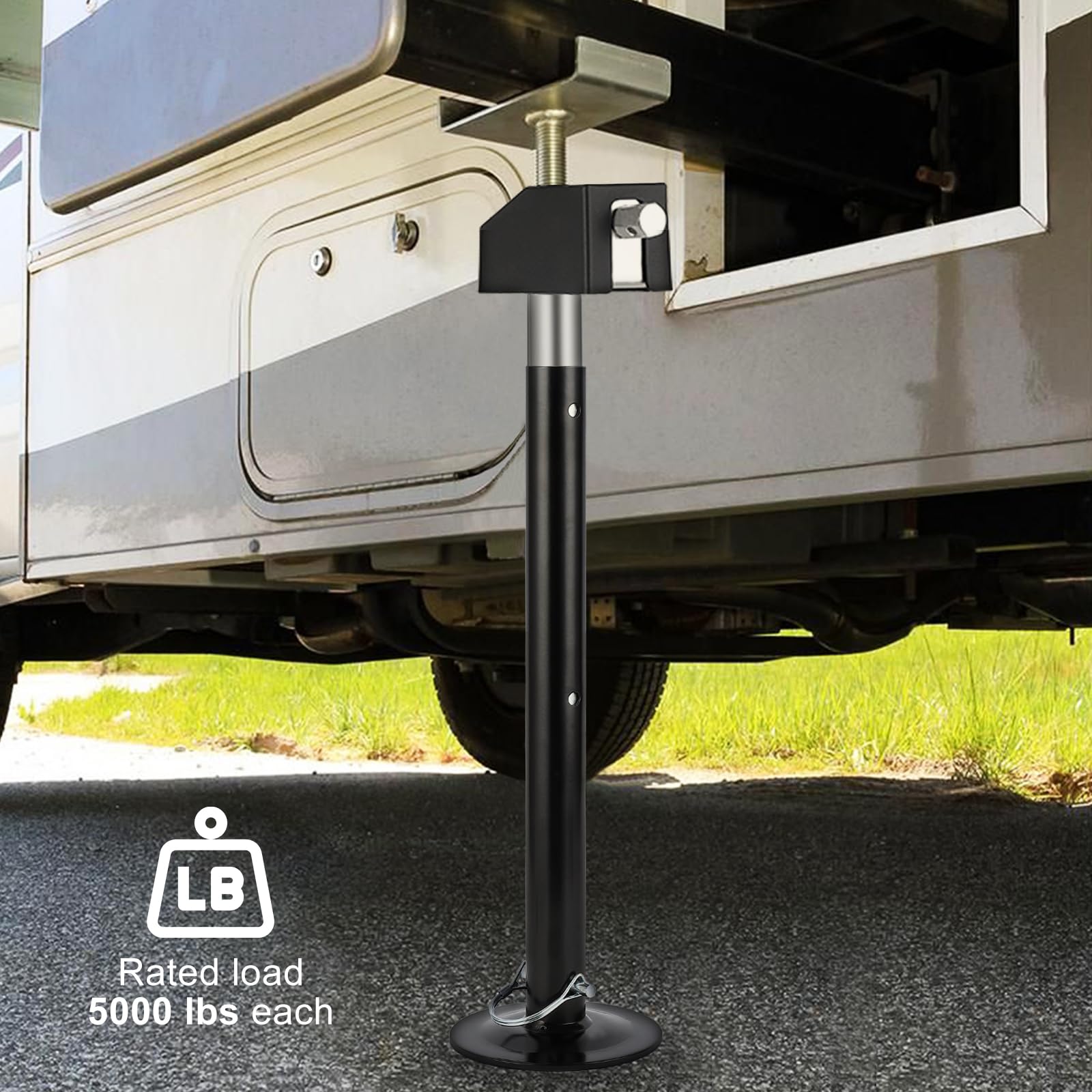 Garvee, set di 2 supporti estraibili per camper, regolabili in acciaio 53,51-86,99 cm, portata 2268 kg ciascuno, resistenti alla ruggine, compatti per roulotte