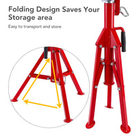 Martinetto per tubi con testa a V GARVEE, capacità 1/8"-12", altezza regolabile 28"-52", capacità di sollevamento 2500 LB, acciaio al carbonio per impieghi gravosi, pieghevole, portatile, martinetto in acciaio per officina