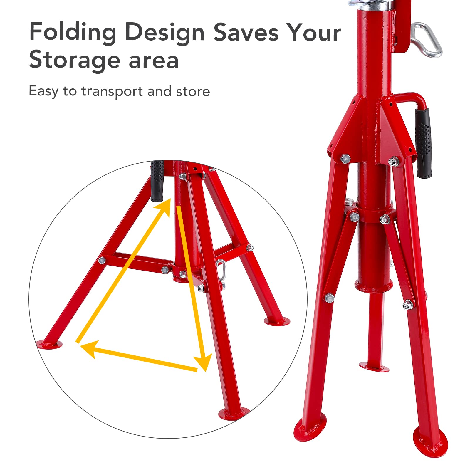 Supporto per tubi Garvee V-Head, altezza regolabile 71–132 cm, capacità di carico 1134 kg, telaio in acciaio al carbonio portatile e pieghevole, per uso industriale, nero