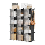 Garvee Organizzatore di Scaffali Cubici 12 Cubi con Porte Anti-polvere in Plastica Rinforzata Impermeabile Modulare per Scarpe e Giocattoli Trasparente - Black