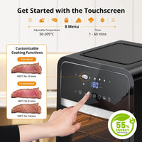 Friggitrice ad aria Garvee da 12 litri e 2000 W con finestra di visualizzazione per la cucina, tappetino da forno in silicone, risparmio energetico, bassa rumorosità, nera