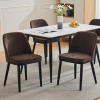 Garvee, set di 2 sedie da pranzo moderne, rivestimento in lino, schienale curvo, gambe in legno, sedia beige per cucina e soggiorno