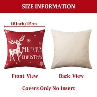 Federe natalizie GARVEE 45x45 cm, set da 4 pezzi, motivo fiocchi di neve rossi e cervi, in cotone, per la casa e le feste