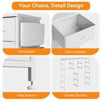 Cassettiera in tessuto Garvee bianca a 12 cassetti con tasche laterali per camera da letto e soggiorno, robusta, leggera, versatile