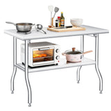 Garvee Tavolo Pieghevole in Acciaio Inox 122x61 cm, Capacità 281 kg, Robusto e Portatile per Cucina e Campeggio, Senza Montaggio, Argento - W/ Undershelf