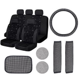 Set di coprisedili per auto Garvee, 15 pezzi, set completo scintillante, coprisedili traspiranti per auto, sedili anteriori, sedili posteriori, nero - 
