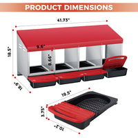 Nido per galline Garvee a 3 fori, in metallo, antiruggine, vassoio rimovibile per cortile e fattoria, 4 scomparti, zincato