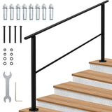 Corrimano in metallo Garvee per scale esterne, altezza regolabile, ferro, presa sicura e stabile, cemento, veranda, terrazza, anziani, nero - Nero