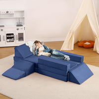 Divano modulare per bambini Garvee Nugget da 12 pezzi, versatile, blu navy, per sala giochi, 47,3x23,6x12 pollici