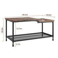 Garvee Couchtisch Vintage Rettangolare in MDF e Metallo, Industriale Retro, 101x50x48 cm, Nero