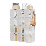 Garvee Organizzatore Cubico 12 Cubi con Porte Antipolvere in Plastica Traslucida Montaggio Rapido per Scarpe Giocattoli Abbigliamento - White