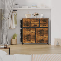 Cassettiera Garvee con 12 cassetti, tessuto, struttura in metallo, piano in legno, per camera da letto e corridoio, robusta