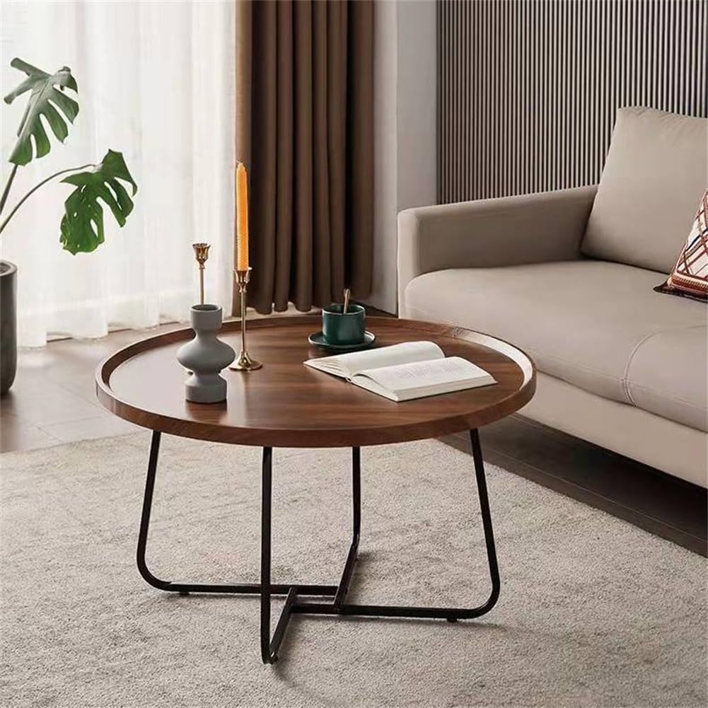 Tavolino da caffè impilabile Garvee, set di 2, rotondo, con piedini antiscivolo, per soggiorno e ufficio, 28x18 e 20x15 pollici, marrone