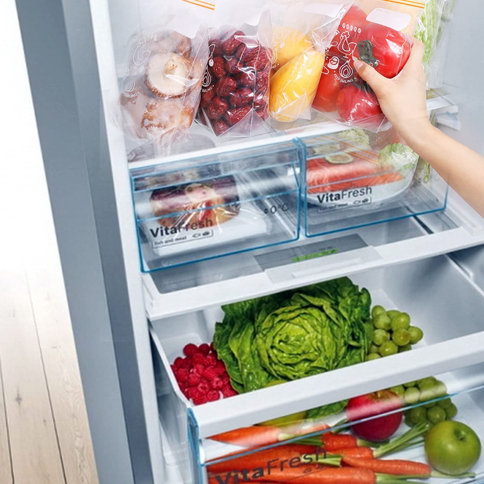 Sacchetti trasparenti per congelatore Garvee per alimenti, per frutta, verdura, carne, pesce, formaggio, piccoli, 30 pezzi