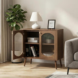Garvee Sideboard Küchenschrank Mit 2 Porte In Vetro, Legno Massiccio, Vintage Design, Multiuso Per Cucina E Soggiorno 80x39x80.5cm