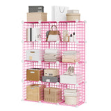 Garvee Scaffale Cubico 12 Cubi Nero Metallo Robusto Modulare Impilabile per Soggiorno e Ufficio - Pink