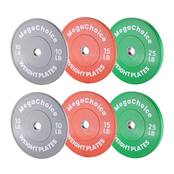 Set di dischi paraurti colorati Garvee da 100 libbre in gomma con acciaio inossidabile da 2" compatibili con palestra domestica e codice colore per allenamento da 17,5 pollici