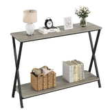 Tavolo consolle Garvee con ripiano, tavolo stretto per ingresso e divano, design moderno, soggiorno e corridoio, salvaspazio, durevole - Grigio