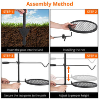 Griglia girevole per falò Garvee, regolabile a 360°, pieghevole, in rete di acciaio, portatile con borsa per il trasporto, per campeggio e barbecue