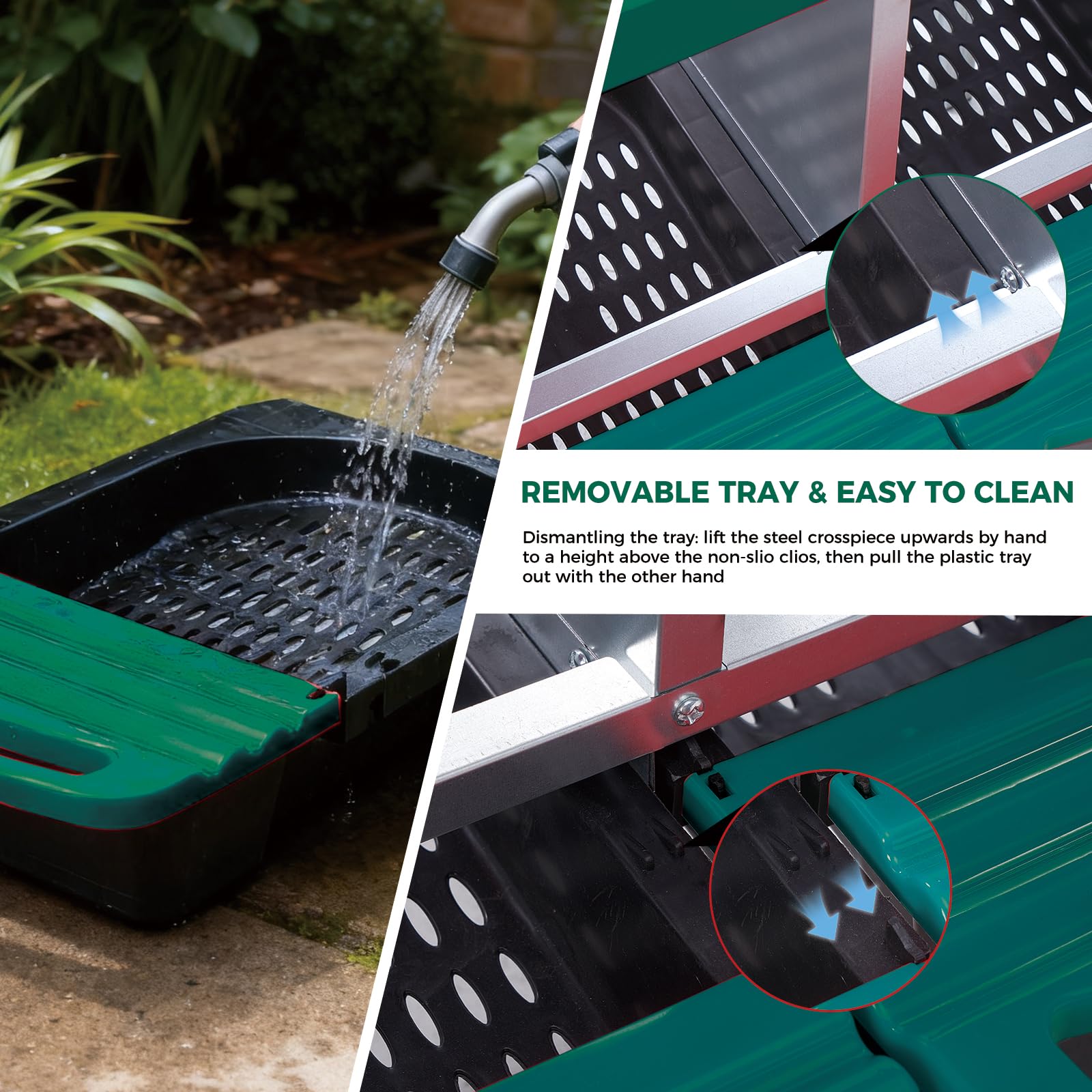 Nido per polli Garvee con 4 scomparti, acciaio zincato, trespolo antiscivolo, resistente alle intemperie, verde, per pollai