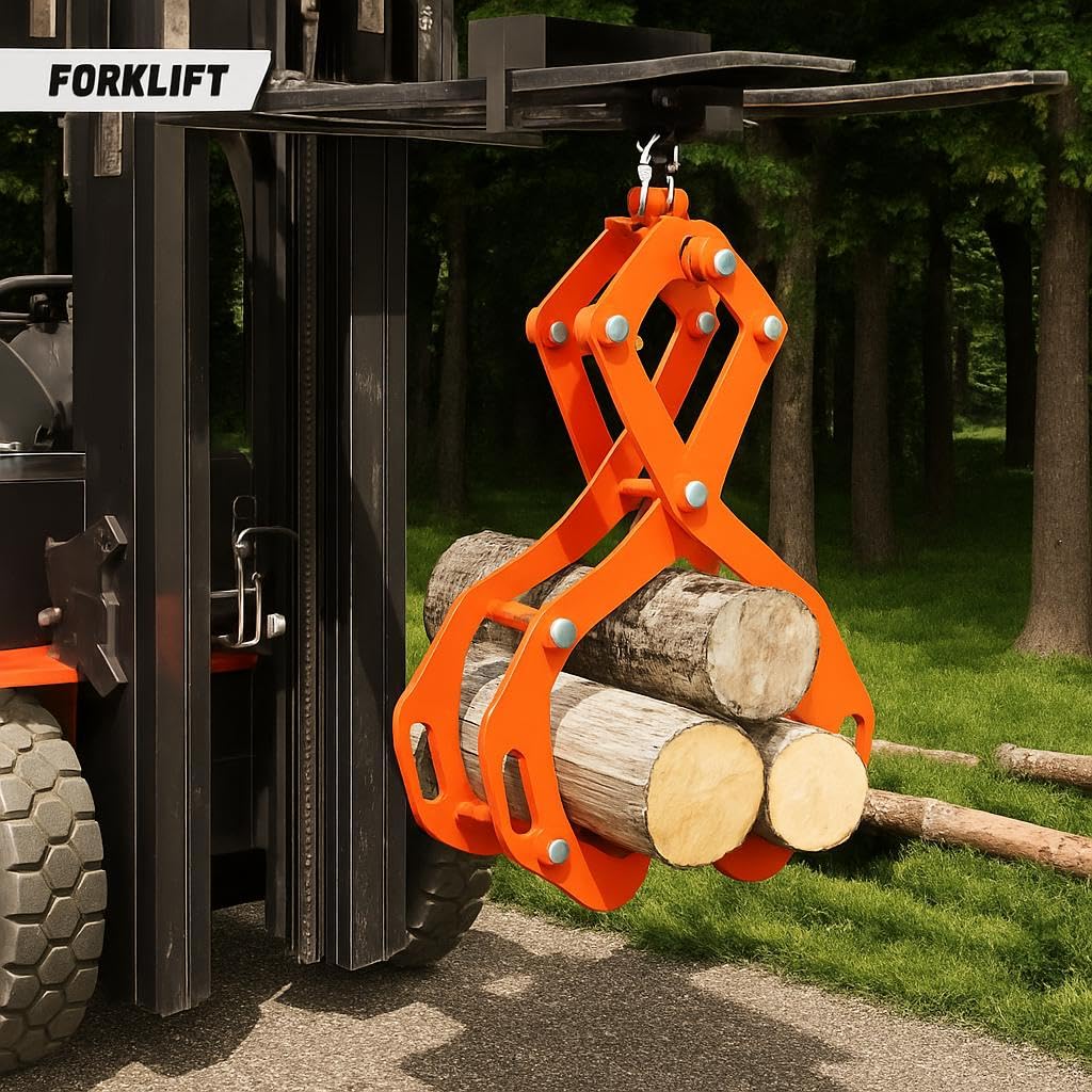 Pinza per tronchi Garvee da 32" con pinza a 4 bitigli, capacità di 2800 libbre, in acciaio verniciato a polvere, per trattori, camion, ATV, trasporto legname, arancione