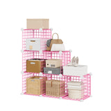 Garvee Organizer 6 Cubi in Rete Metallica Rosa, Scaffale Modulare 32 cm Cubi per Camera e Soggiorno, Struttura Robusta, Assemblaggio Facile - Pink