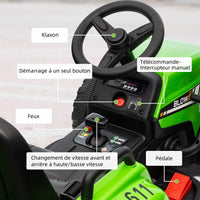 Trattore elettrico Garvee a batteria, giocattolo per bambini, verde, con struttura sicura per i bambini e ruote robuste, per divertirsi dai 3 anni in su, sia all'interno che all'esterno.