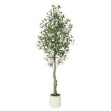 Albero di ulivo artificiale Garvee alto 1,5 m con tronco realistico in PE e foglie regolabili, vaso di bambù bianco, ignifugo per casa e ufficio - Come mostrato