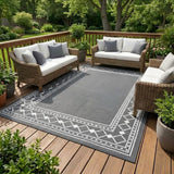 Garvee Tappeto Esterno 8x10 in Paglia Plastica Impermeabile e Resistente, Reversibile, Pieghevole, per Patio Campeggio Spiaggia Balcone Grigio