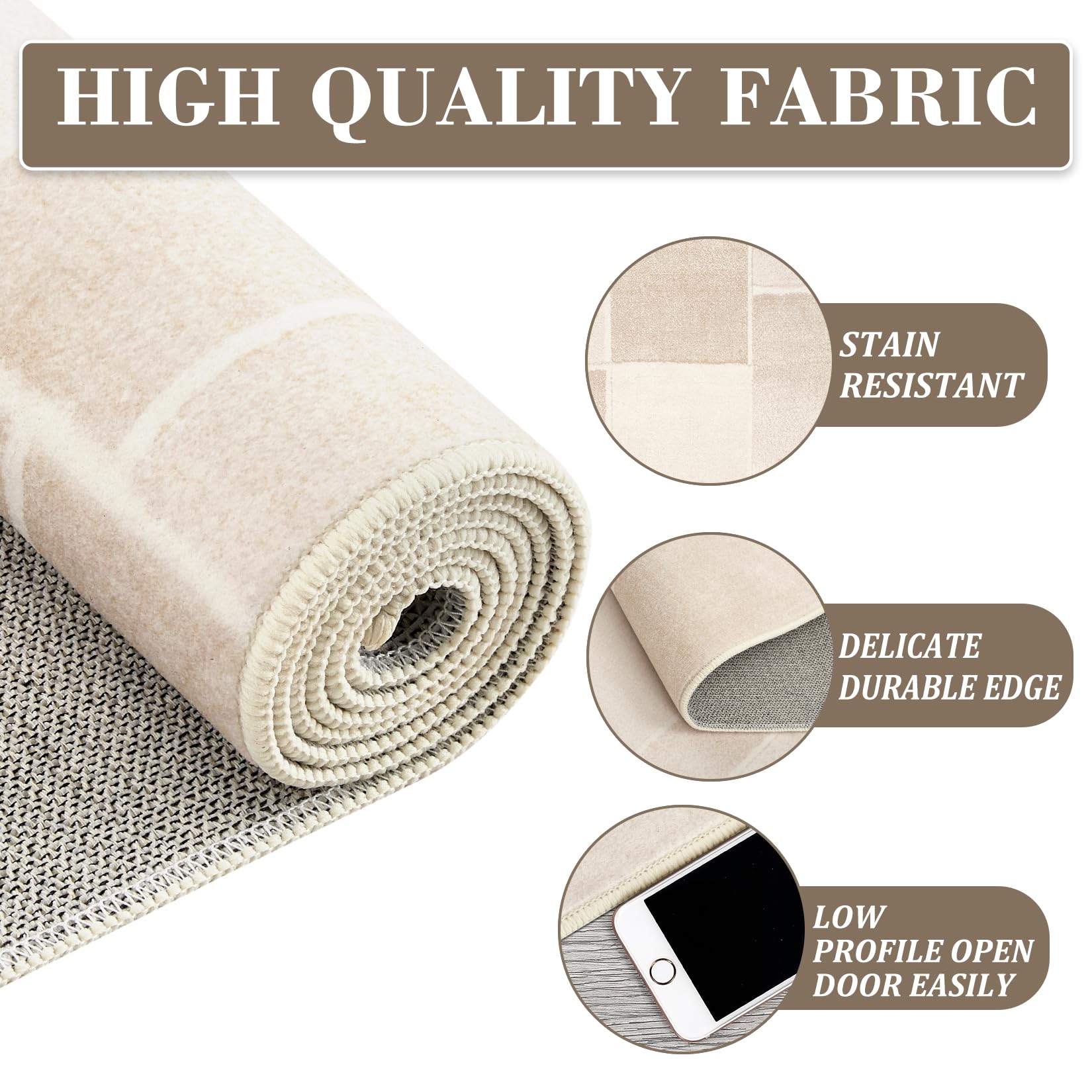 Tappeto moderno Garvee, geometrico, beige, lavabile, 120x170 cm, antiscivolo, a pelo corto, per soggiorno, camera da letto, cucina