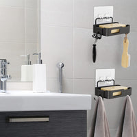 Portasapone da parete Garvee con gancio, acciaio inossidabile, impermeabile, antiruggine, per bagno e cucina, 12,5x8,5x3 cm, nero