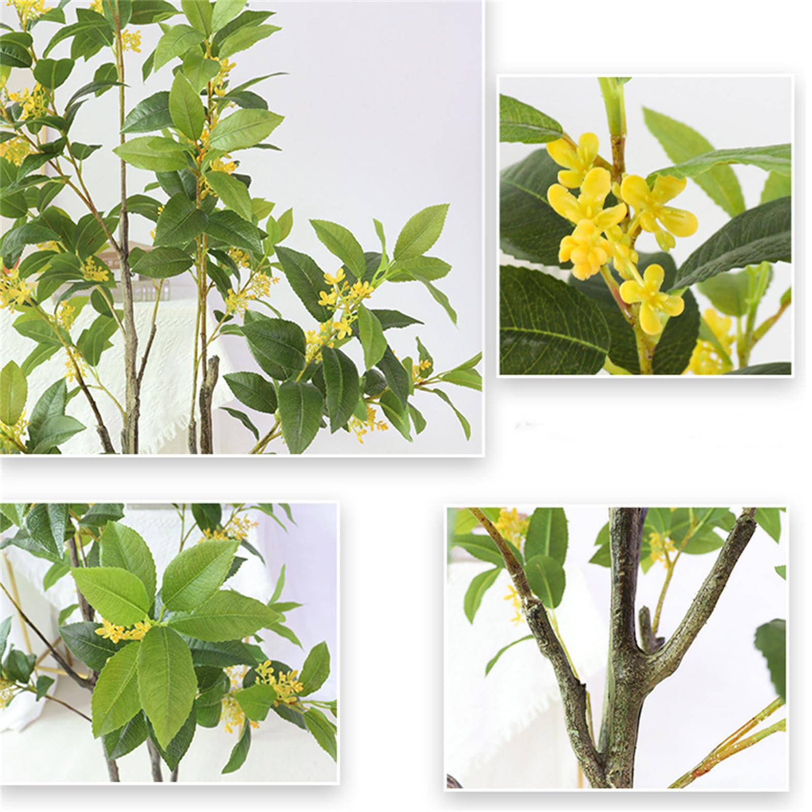 Albero di osmanto artificiale Garvee da 1,4 m con foglie e fiori realistici, rami regolabili, materiale PU, non richiede manutenzione, per uso interno ed esterno, verde
