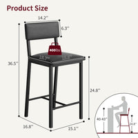 Set di 4 sgabelli da bar Garvee, in similpelle, ergonomici e stabili, per cucina e bar, 25 pollici, nero