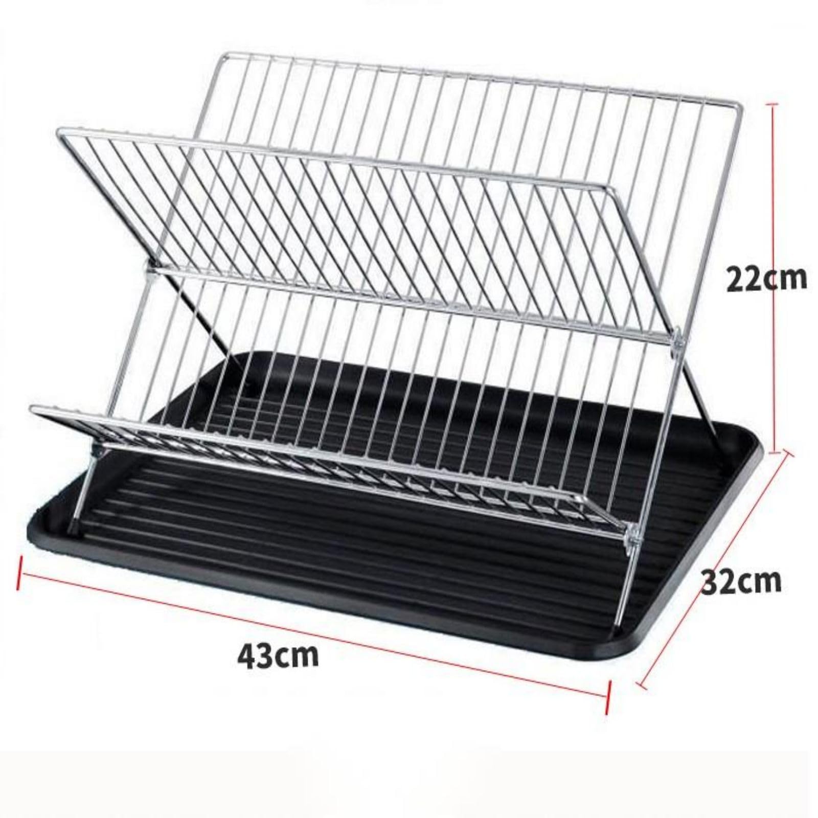 Scolapiatti Garvee pieghevole a 2 livelli in acciaio inox a forma di X con vassoio raccogligocce per cucina e lavello, grande, argento