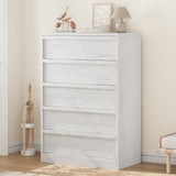 Cassettiera Garvee a 5 cassetti per camera da letto, ampio spazio di archiviazione, design moderno, legno, robusto, bianco antico, versatile, soggiorno e cameretta dei bambini - bianco