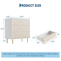 Elegante cassettiera Garvee a 3 cassetti, bianca con dettagli dettagliati, per camera da letto e soggiorno, design minimalista, struttura robusta