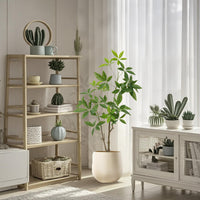 Albero dei soldi artificiale Garvee, 4 piedi, Pachira da interno, portafortuna, facile da pulire, foglie personalizzabili, durevoli, decorazione per ufficio e soggiorno, verde